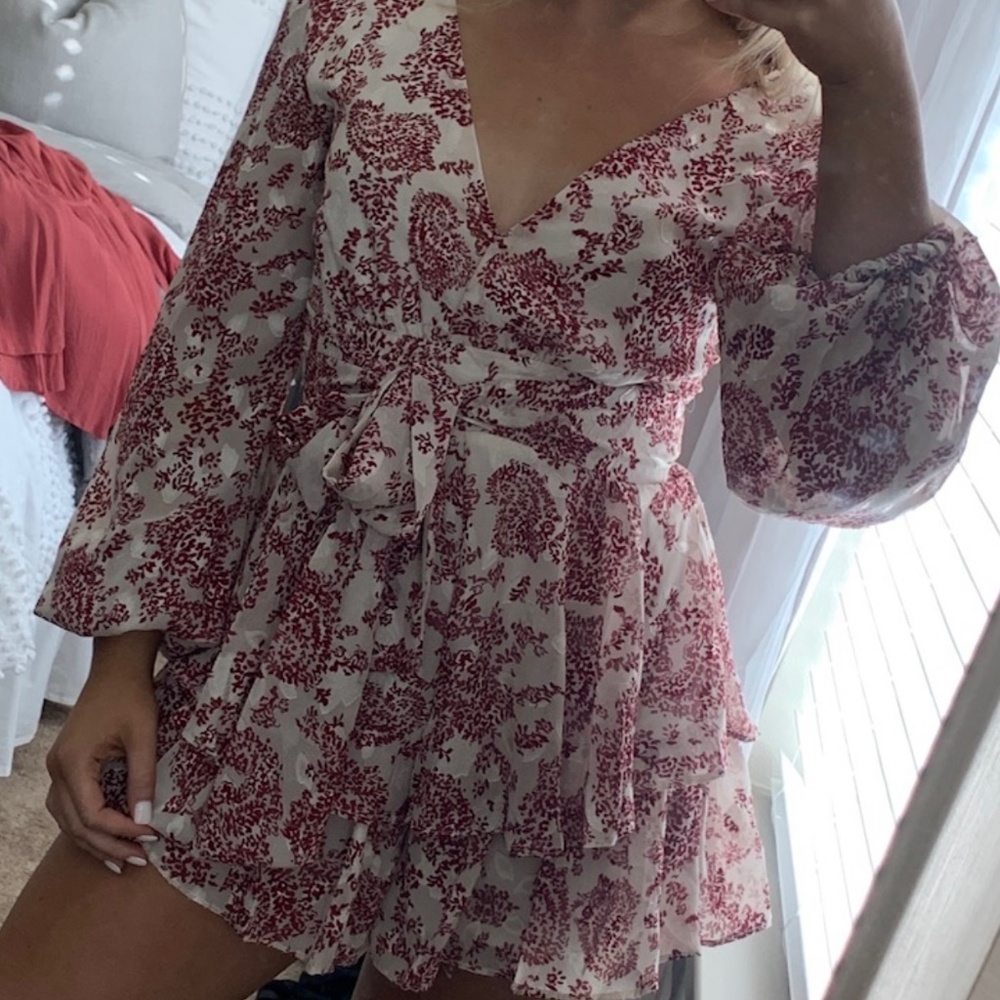 Matron and white long sleeve romper!